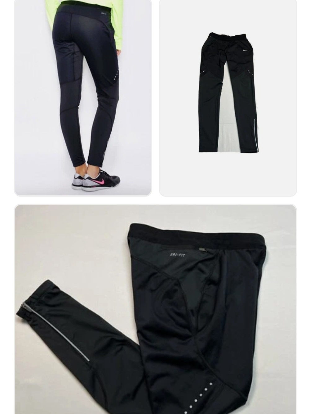 Nike Dri-Fit Shield Full length Running Tights, Reflective Accents, Black, XL